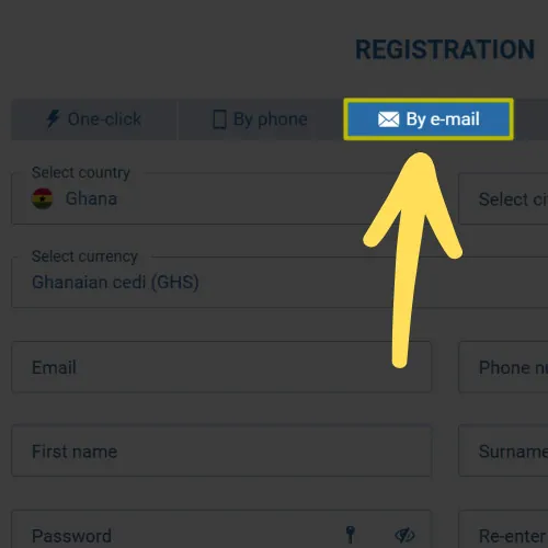 Select the &ldquo;Register by Email&rdquo; method