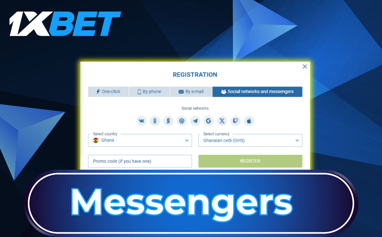 How to register 1xBet by phone by Messengers