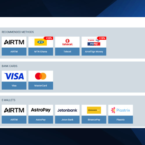 Select a deposit method